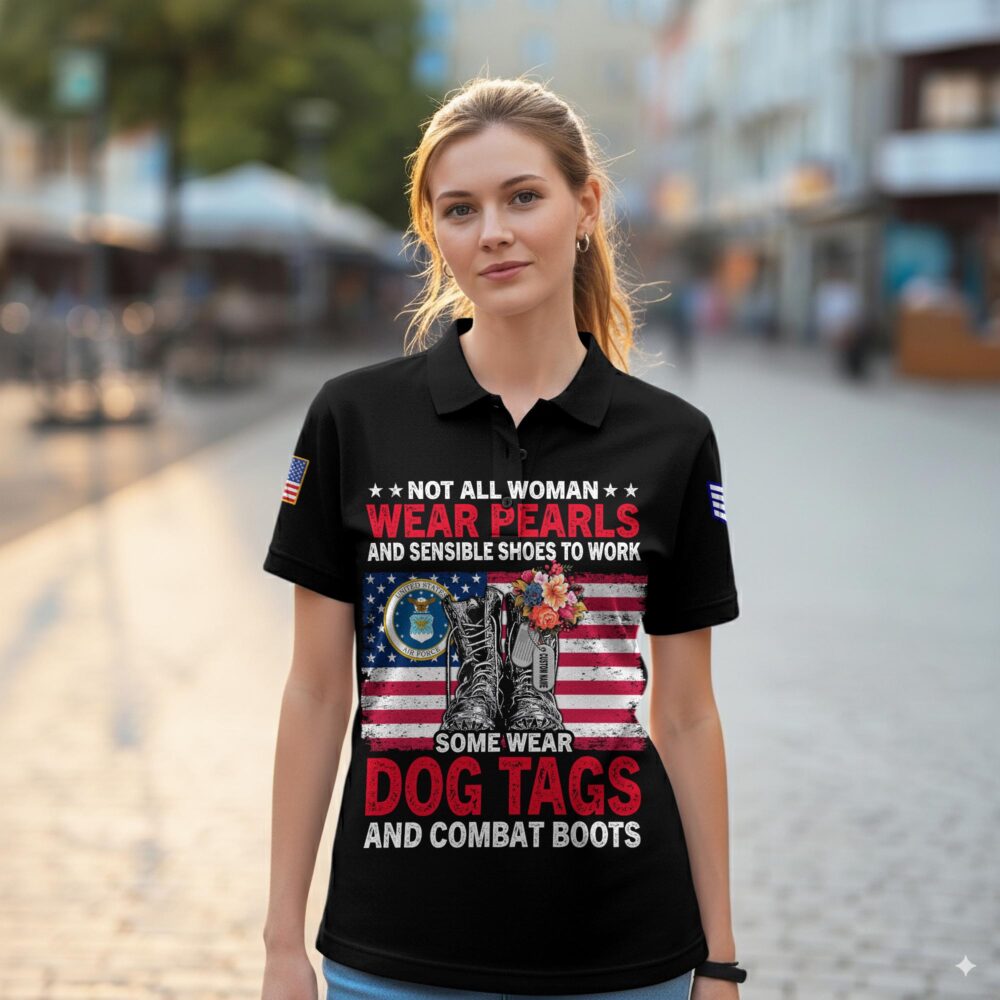 US Air Force , Remember - Honor - Respect - Women Polo Shirt - Image 2