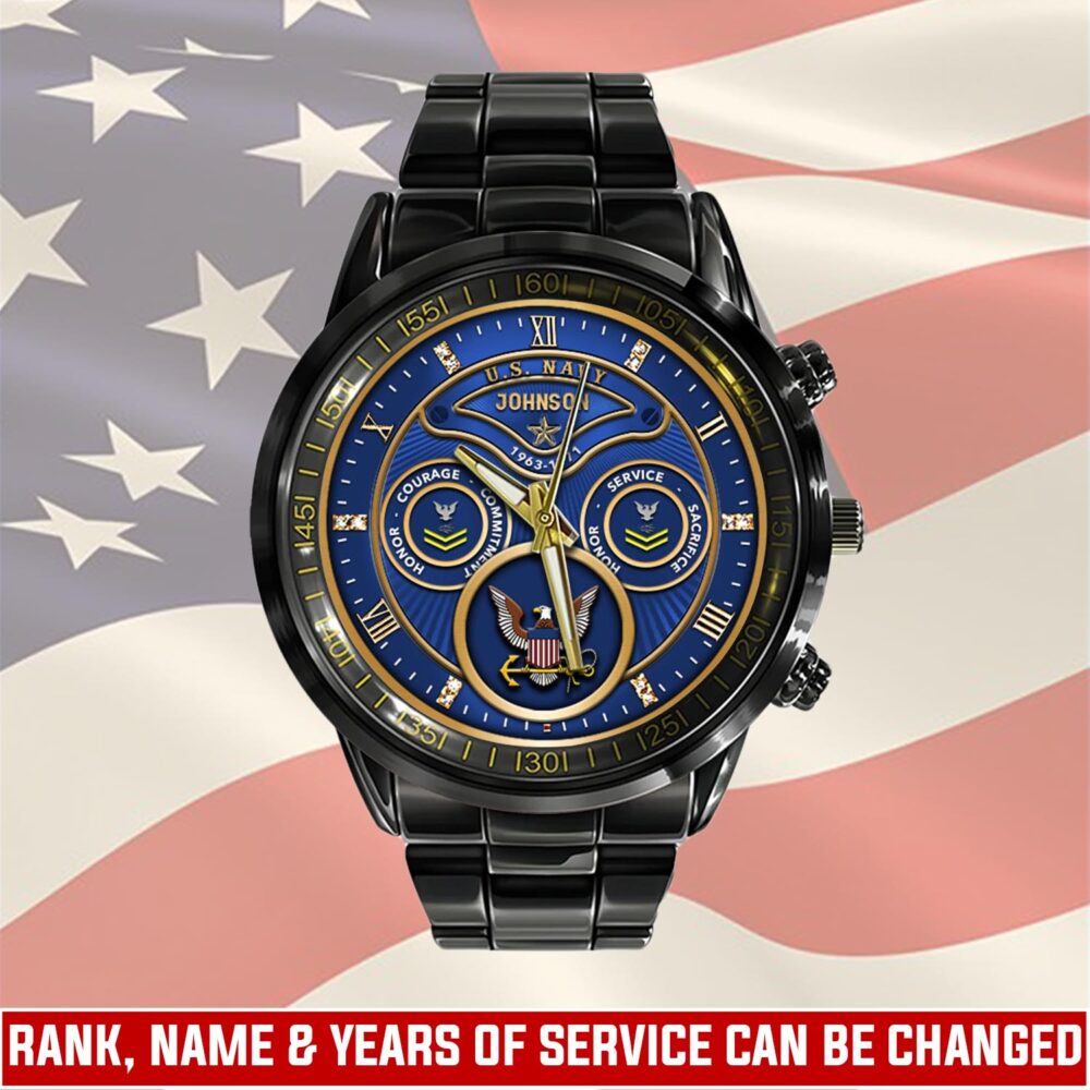 US Navy, Once A Sailor, Always A Sailor - Black Stainless Steel Watch