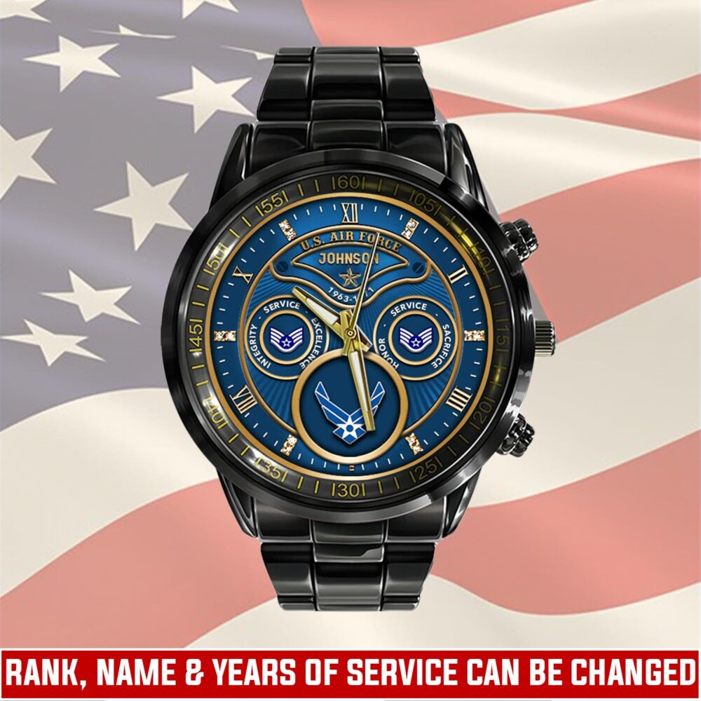 US Air Force, Duty, Honor, Country - Black Stainless Steel Watch
