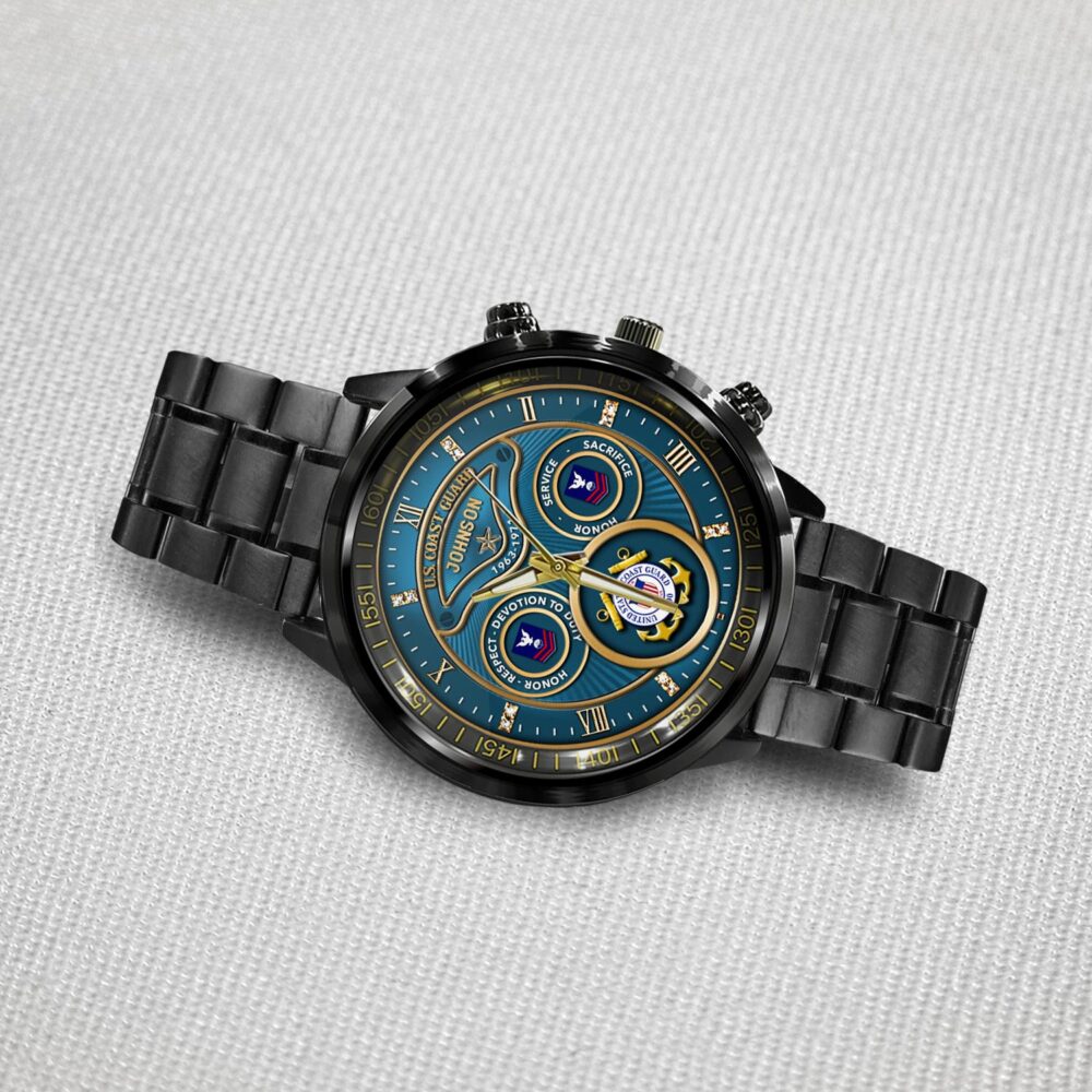 US Coast Guard, Always Remember, Never Forget - Black Stainless Steel Watch - Image 3