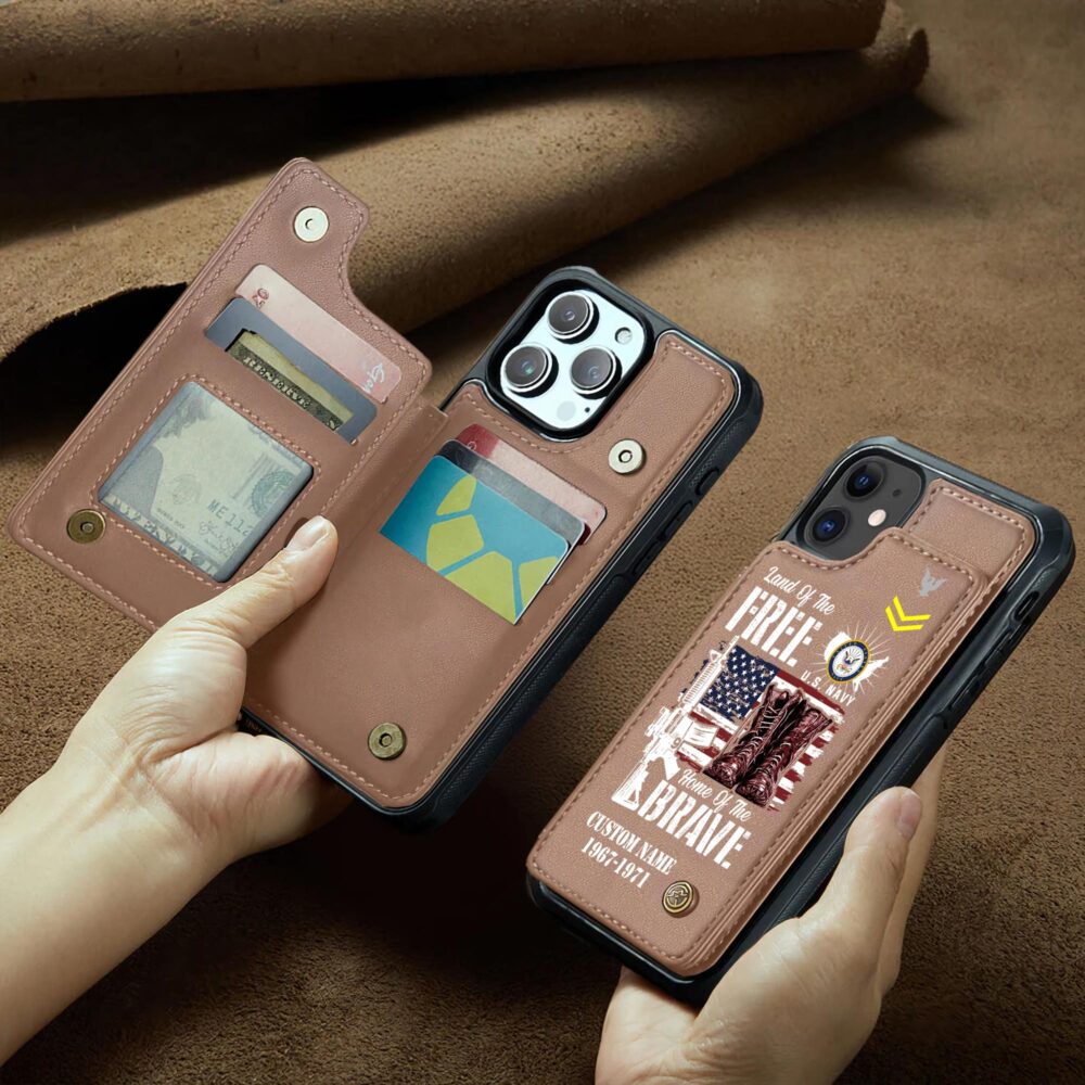 US Navy, By Sea, Air and Land - Leather Flip Phone Case - Image 2