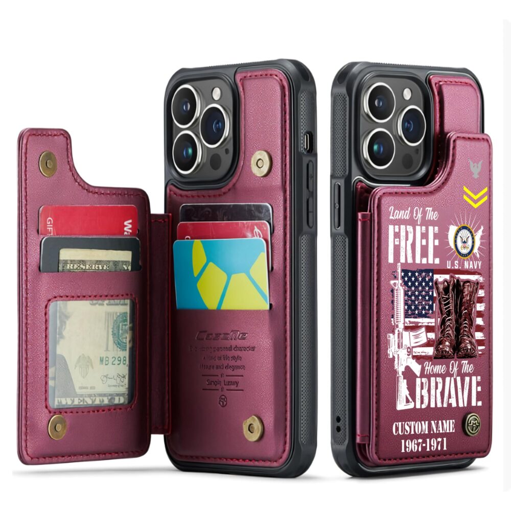 US Navy, By Sea, Air and Land - Leather Flip Phone Case - Image 4