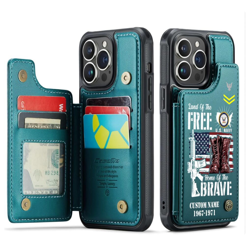 US Navy, By Sea, Air and Land - Leather Flip Phone Case - Image 5