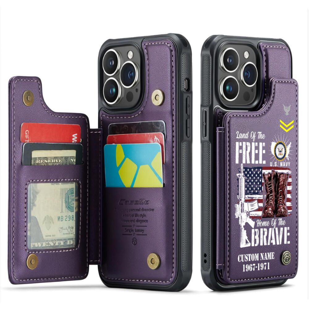 US Navy, By Sea, Air and Land - Leather Flip Phone Case - Image 6