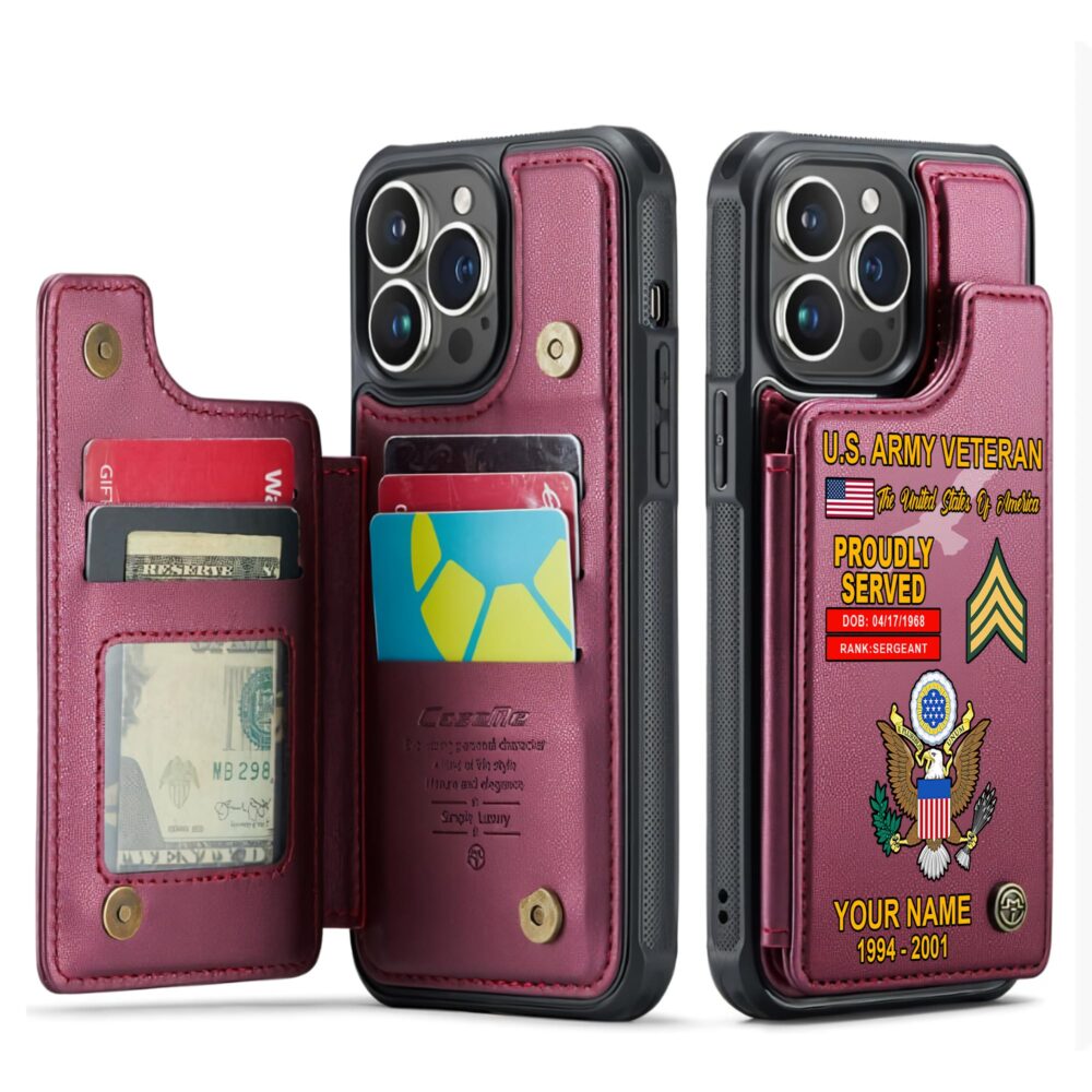 US Army, All Gave Some, Some Gave All - Leather Flip Phone Case - Image 4