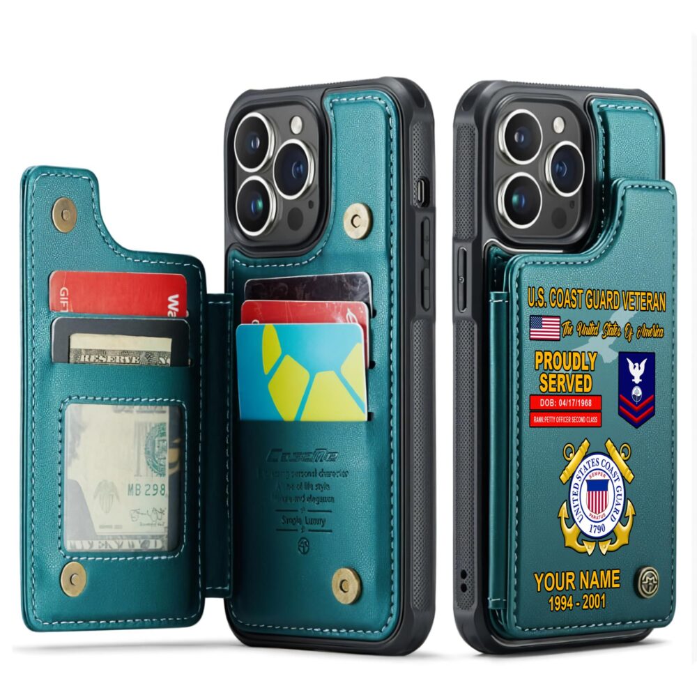 US Coast Guard, E 6 Red - Leather Flip Phone Case - Image 5