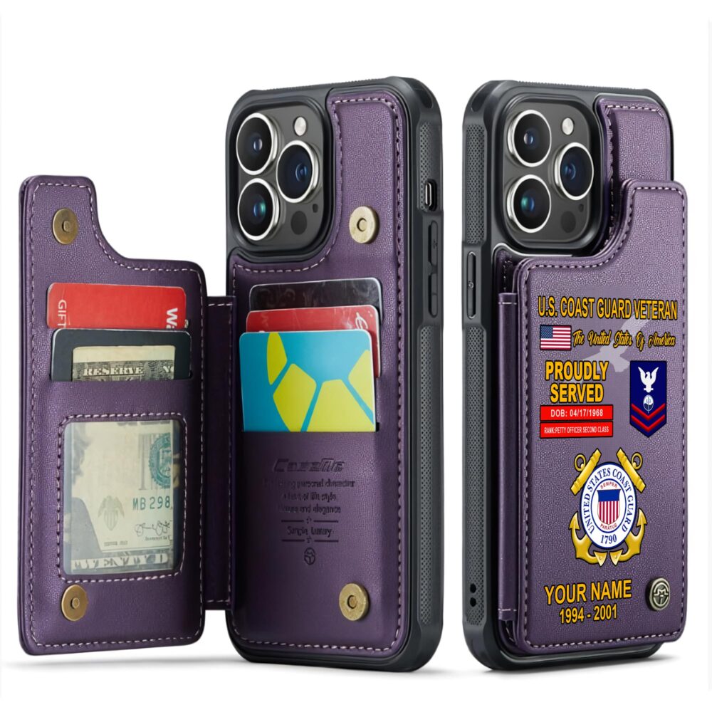 US Coast Guard, E 6 Red - Leather Flip Phone Case - Image 6