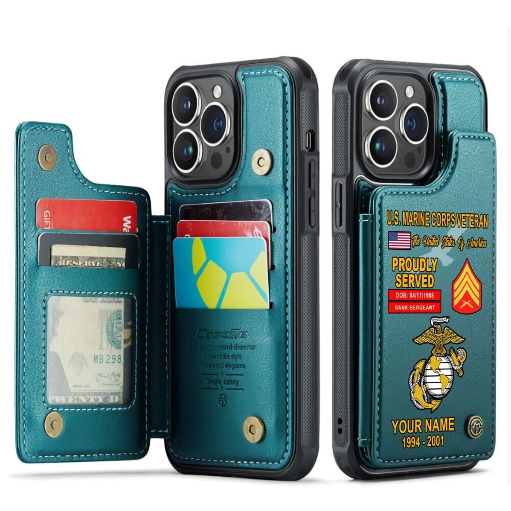 US Marine Corps, E 8 Marines Master Sergeant - Leather Flip Phone Case - Image 5