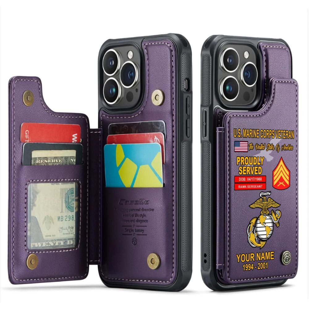 US Marine Corps, E 8 Marines Master Sergeant - Leather Flip Phone Case - Image 6