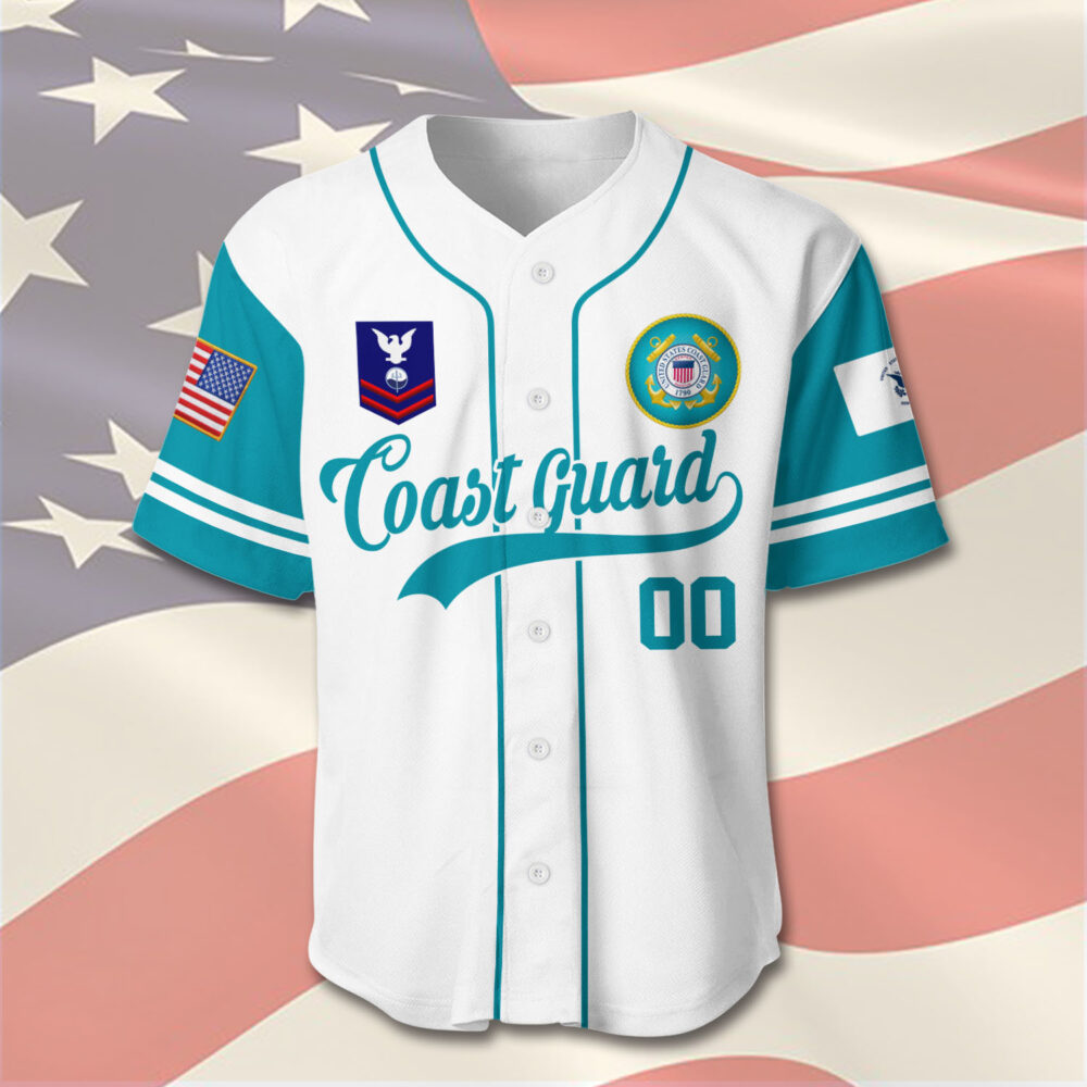 US Coast Guard, E 7 Gold - Baseball Jersey - Image 2