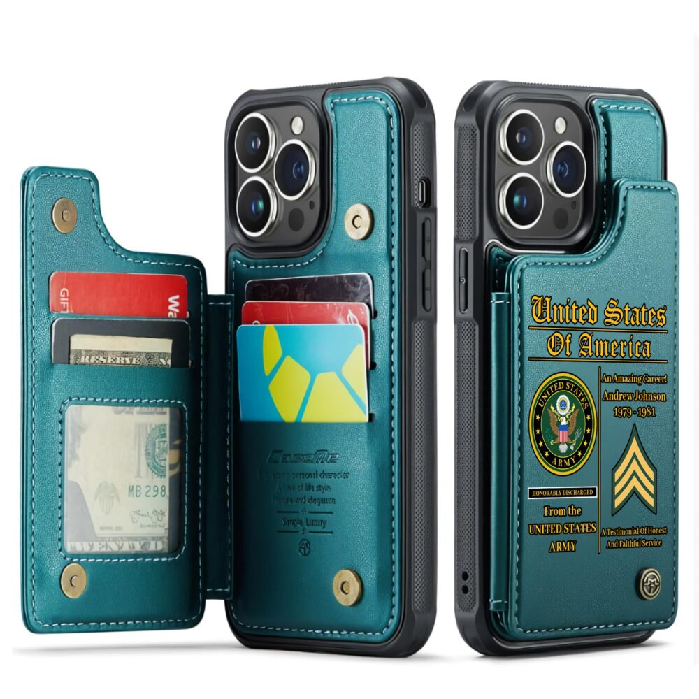 US Army, O 3 Army Captain - Leather Flip Phone Case - Image 5