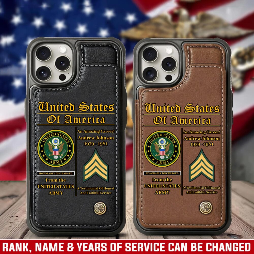 US Army, O 3 Army Captain - Leather Flip Phone Case