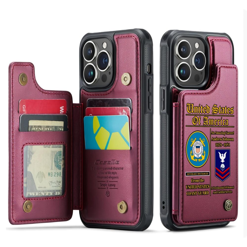 US Coast Guard, Proud To Have Served - Leather Flip Phone Case - Image 4