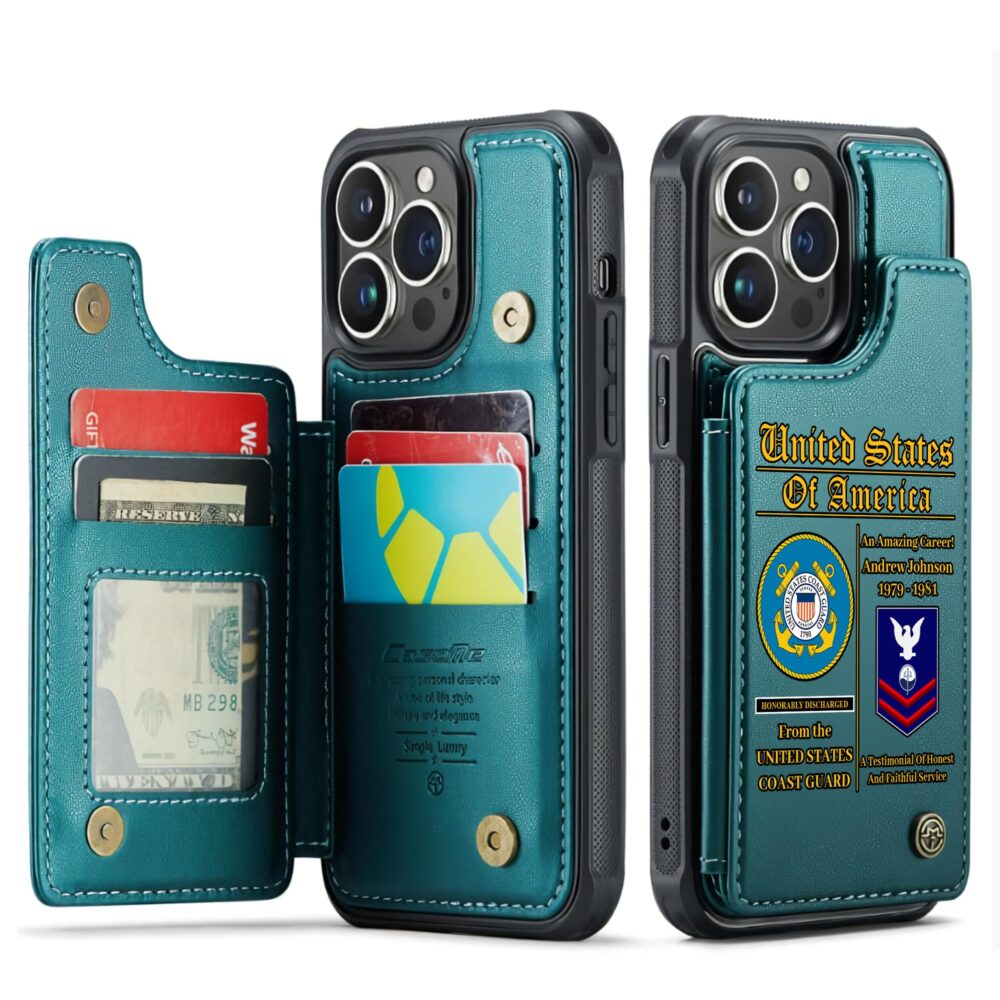 US Coast Guard, Proud To Have Served - Leather Flip Phone Case - Image 5