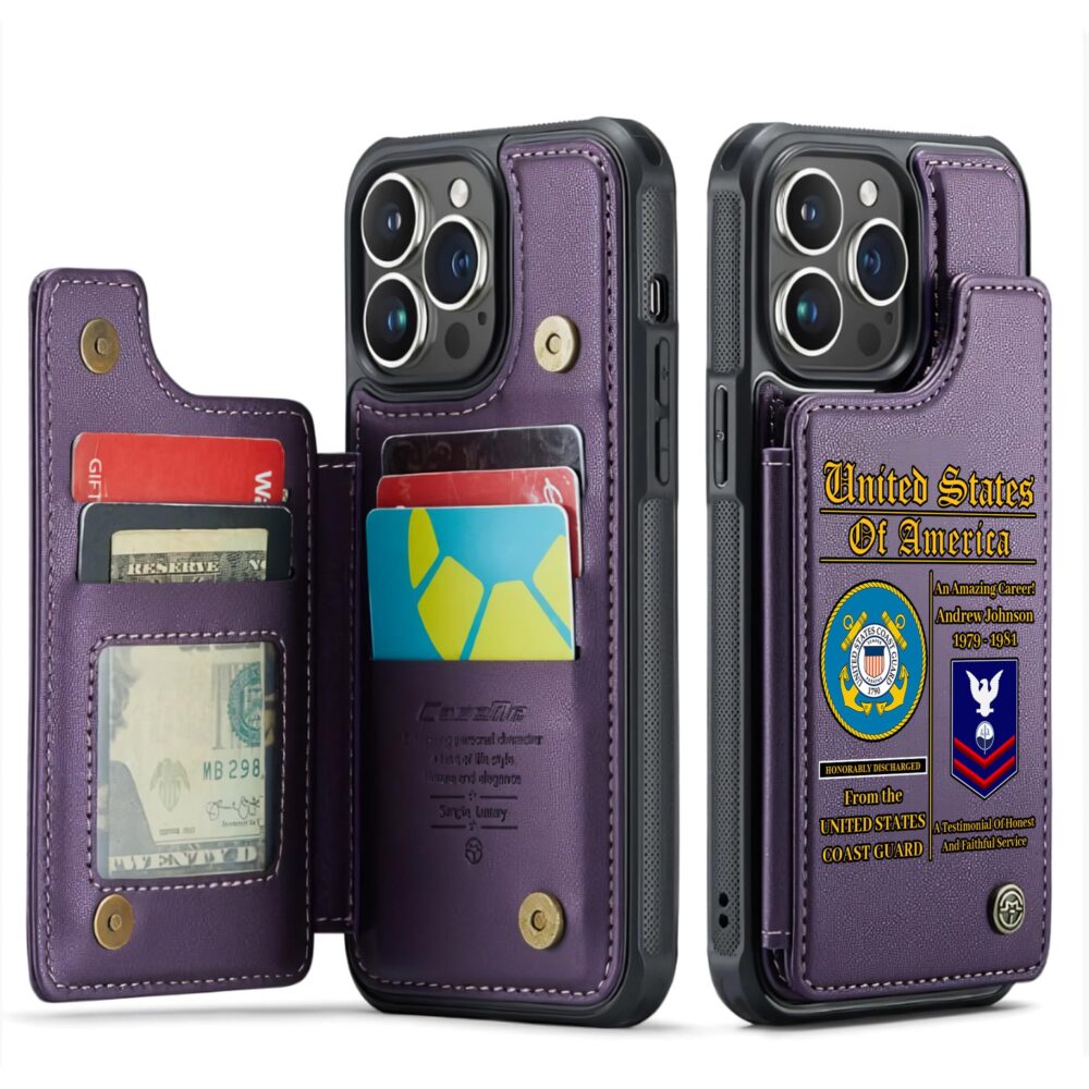 US Coast Guard, Proud To Have Served - Leather Flip Phone Case - Image 6
