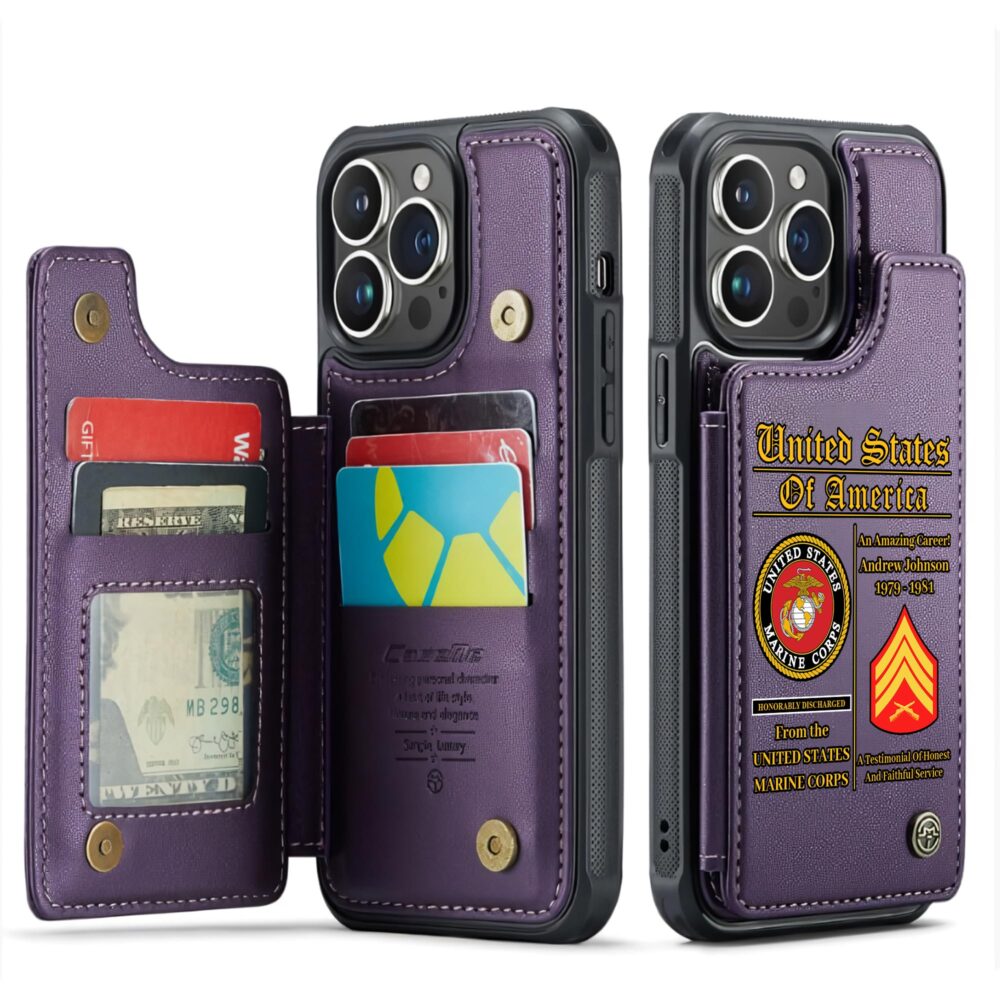 US Marine Corps, Honor The Fallen - Leather Flip Phone Case - Image 6