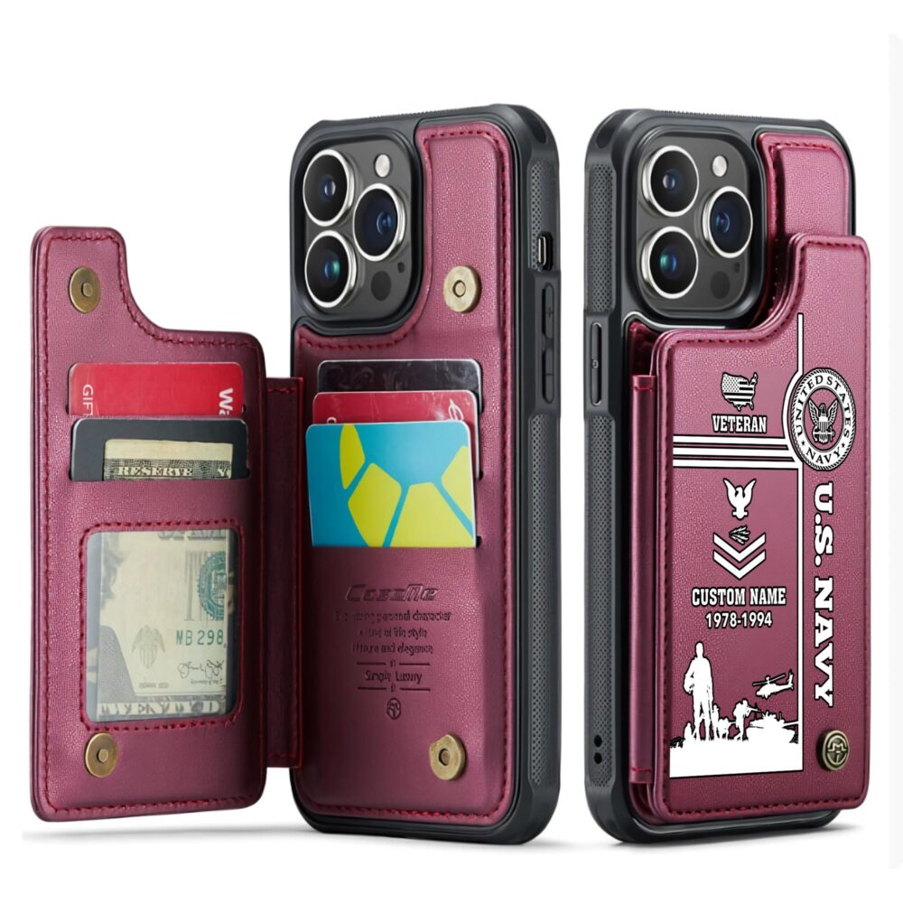 US Navy, Honoring All Who Served - Leather Flip Phone Case - Image 4
