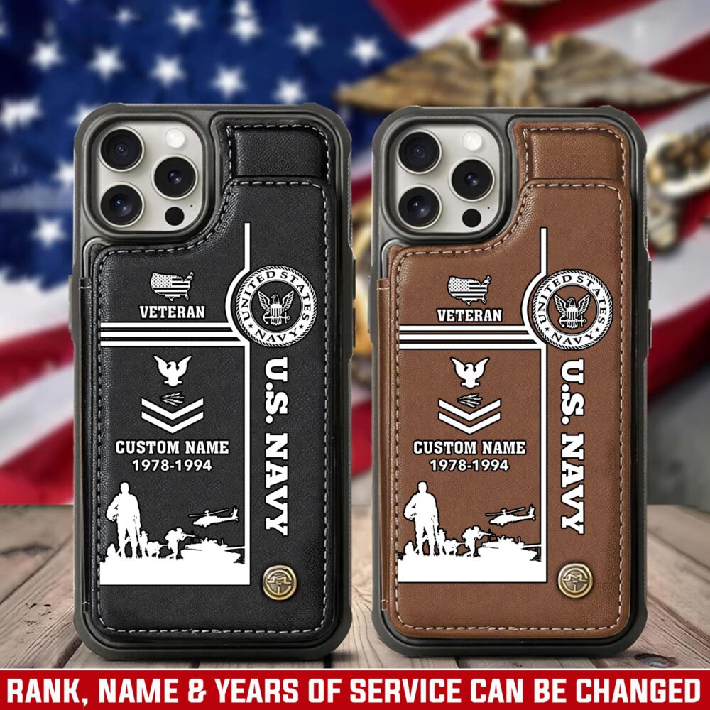 US Navy, Honoring All Who Served - Leather Flip Phone Case