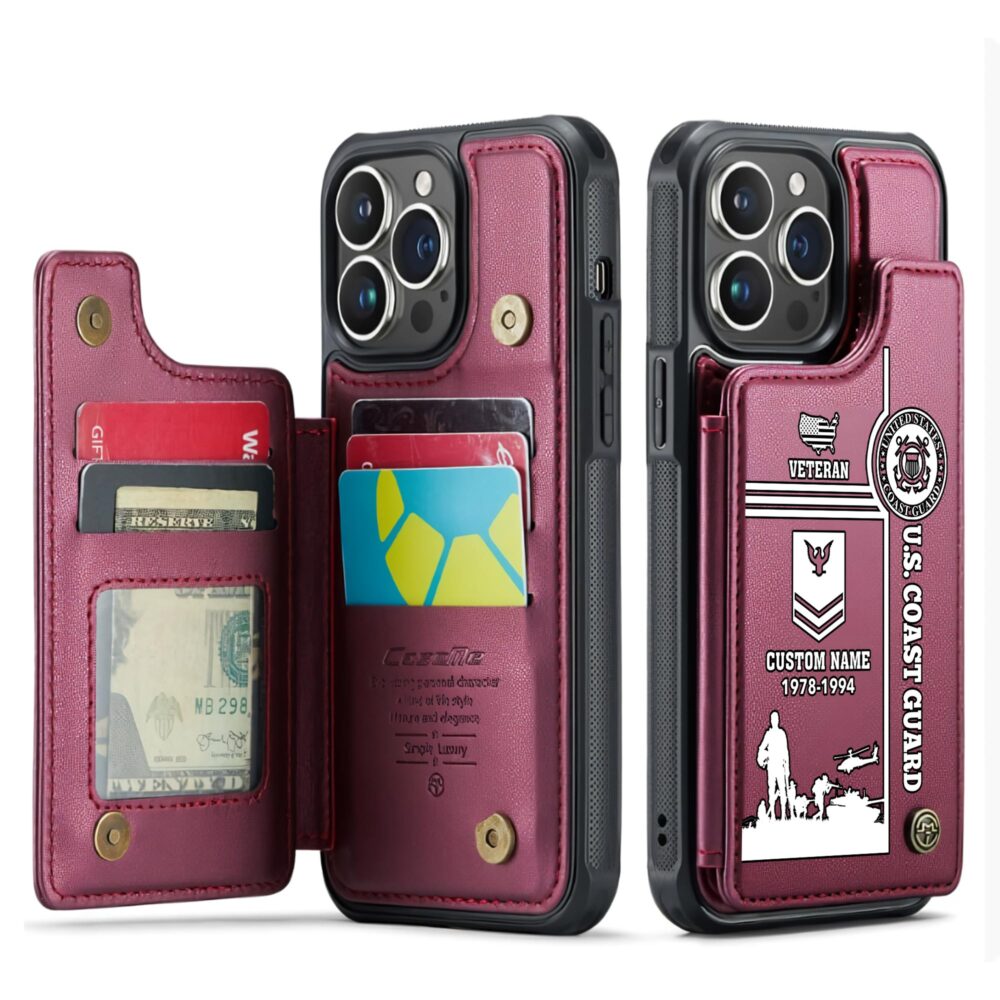 US Coast Guard, Land Of The Free, Because Of The Brave - Leather Flip Phone Case - Image 4