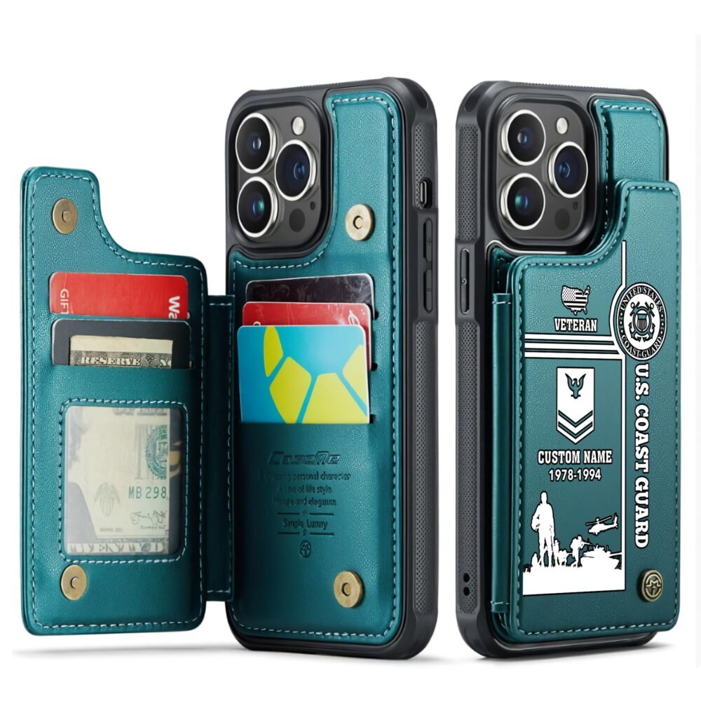 US Coast Guard, Land Of The Free, Because Of The Brave - Leather Flip Phone Case - Image 5