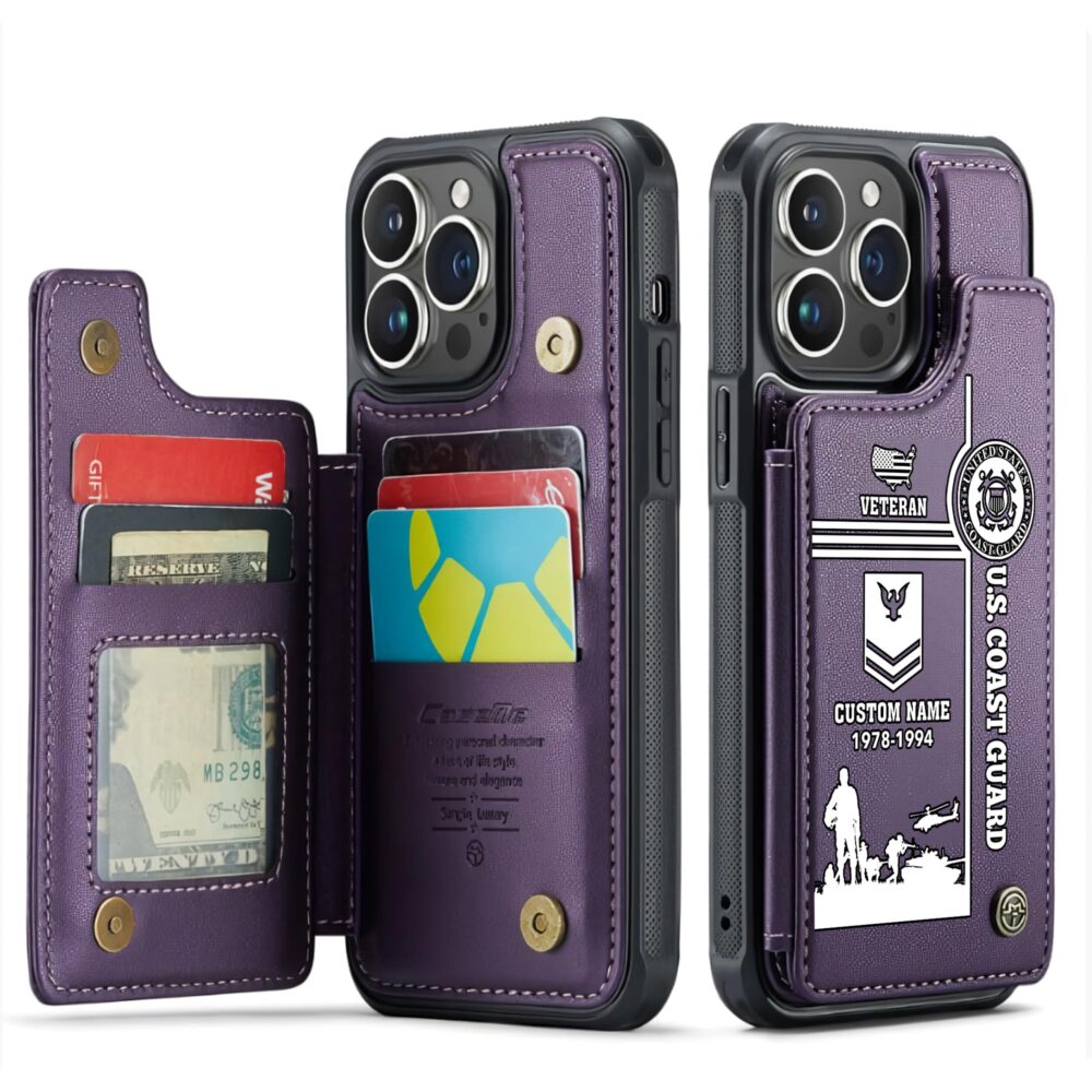 US Coast Guard, Land Of The Free, Because Of The Brave - Leather Flip Phone Case - Image 6