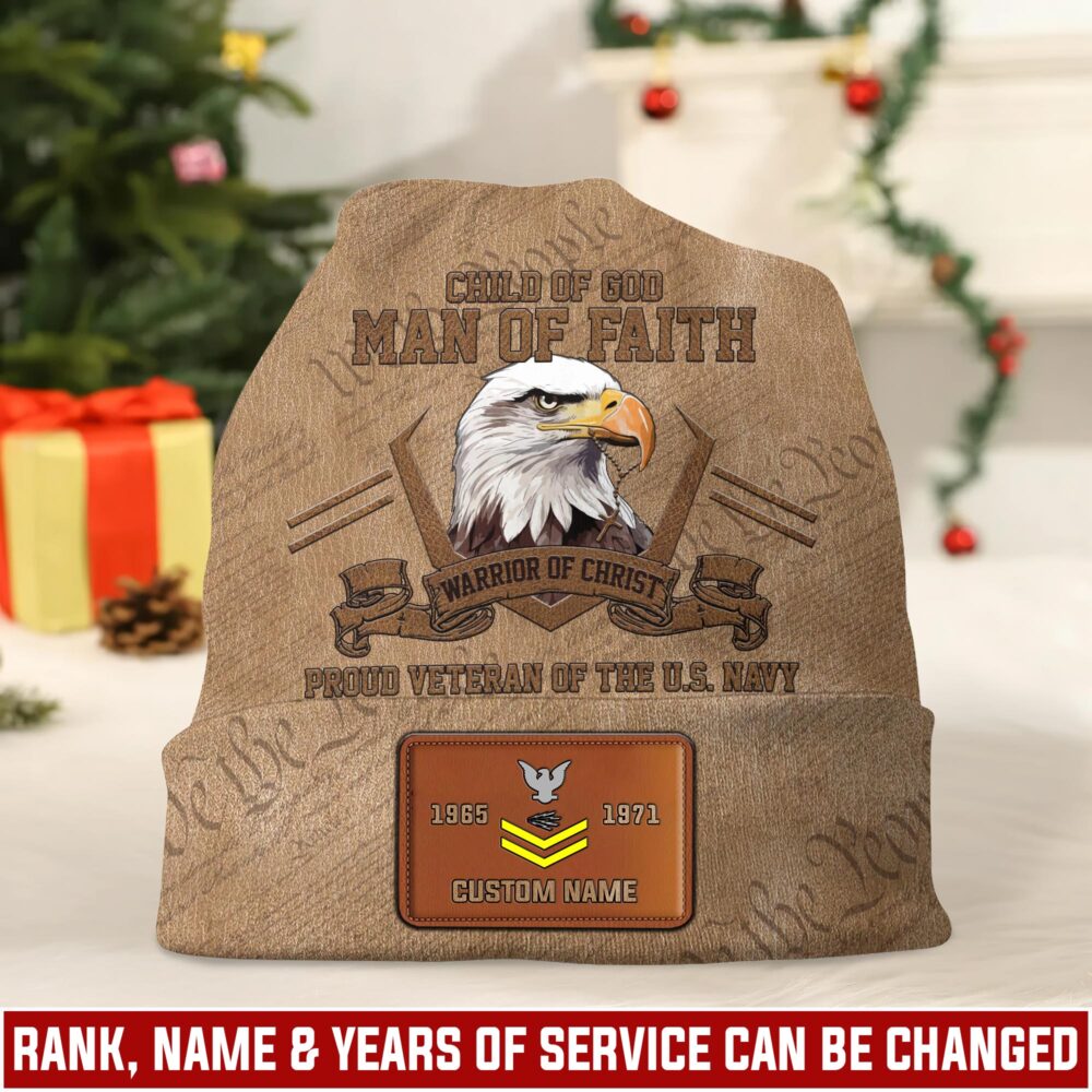 US Navy, Semper Fortis - Leather Patch Beanie Hat