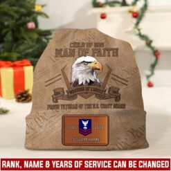 US Coast Guard, E 6 Red - Leather Patch Beanie Hat