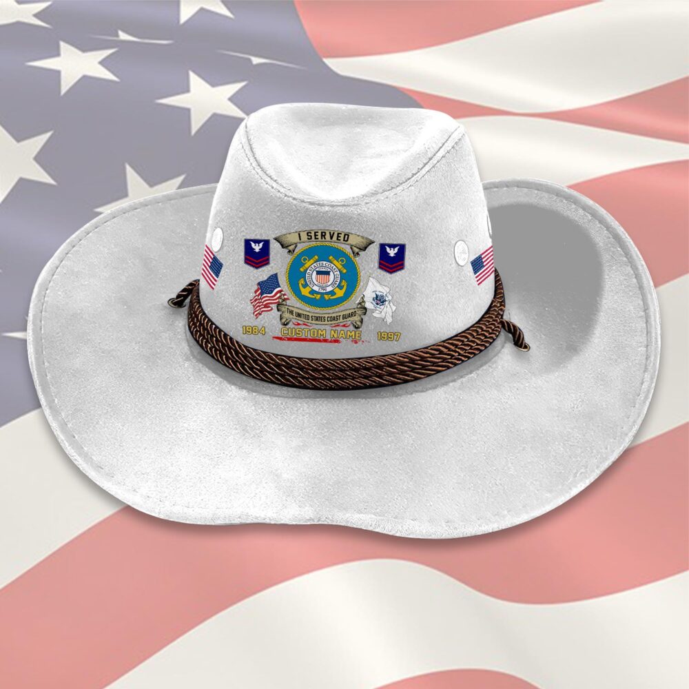 US Coast Guard, Duty, Honor, Country - Cowboy Hat - Image 6