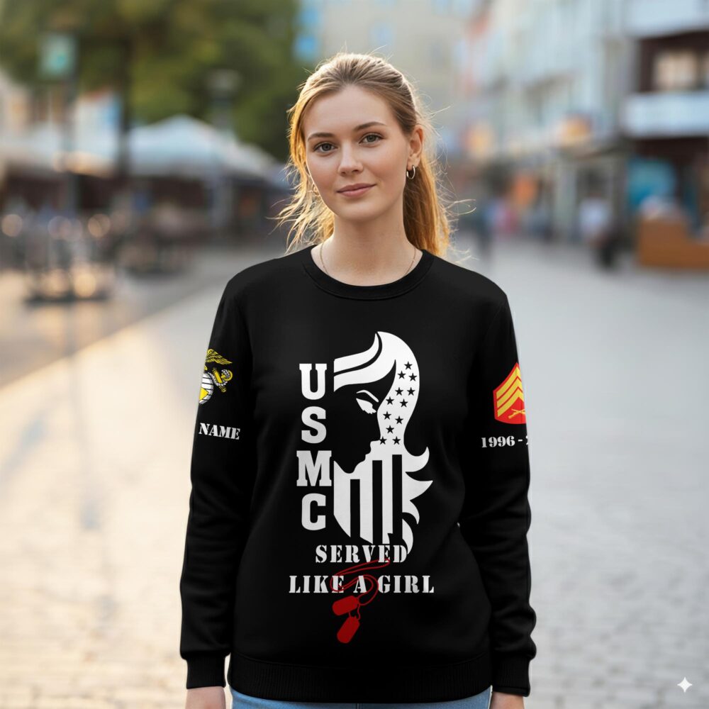 US Marine Corps, Proud Veteran - Women Sweatshirt - Image 2