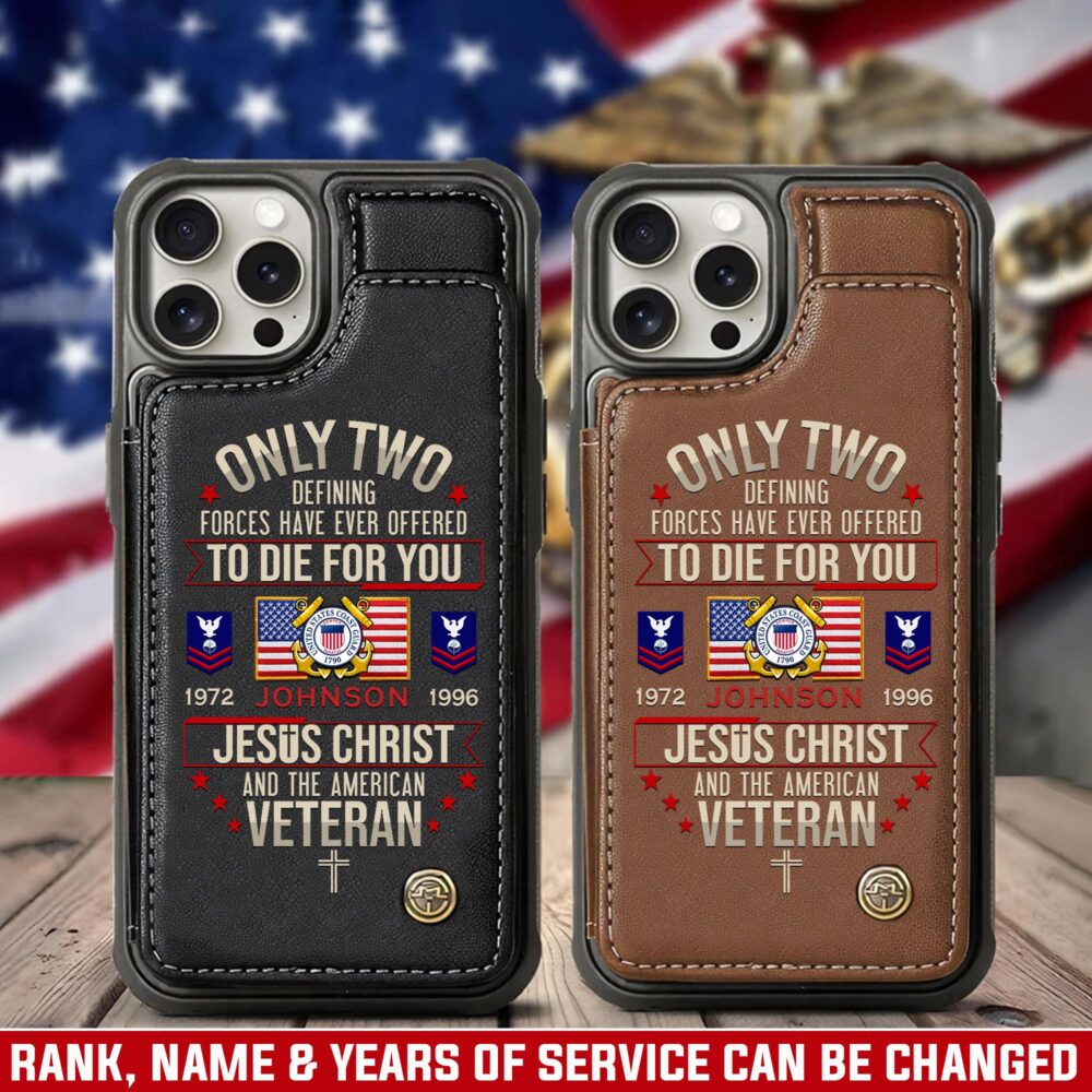 US Coast Guard, E 2 Blue - Leather Flip Phone Case