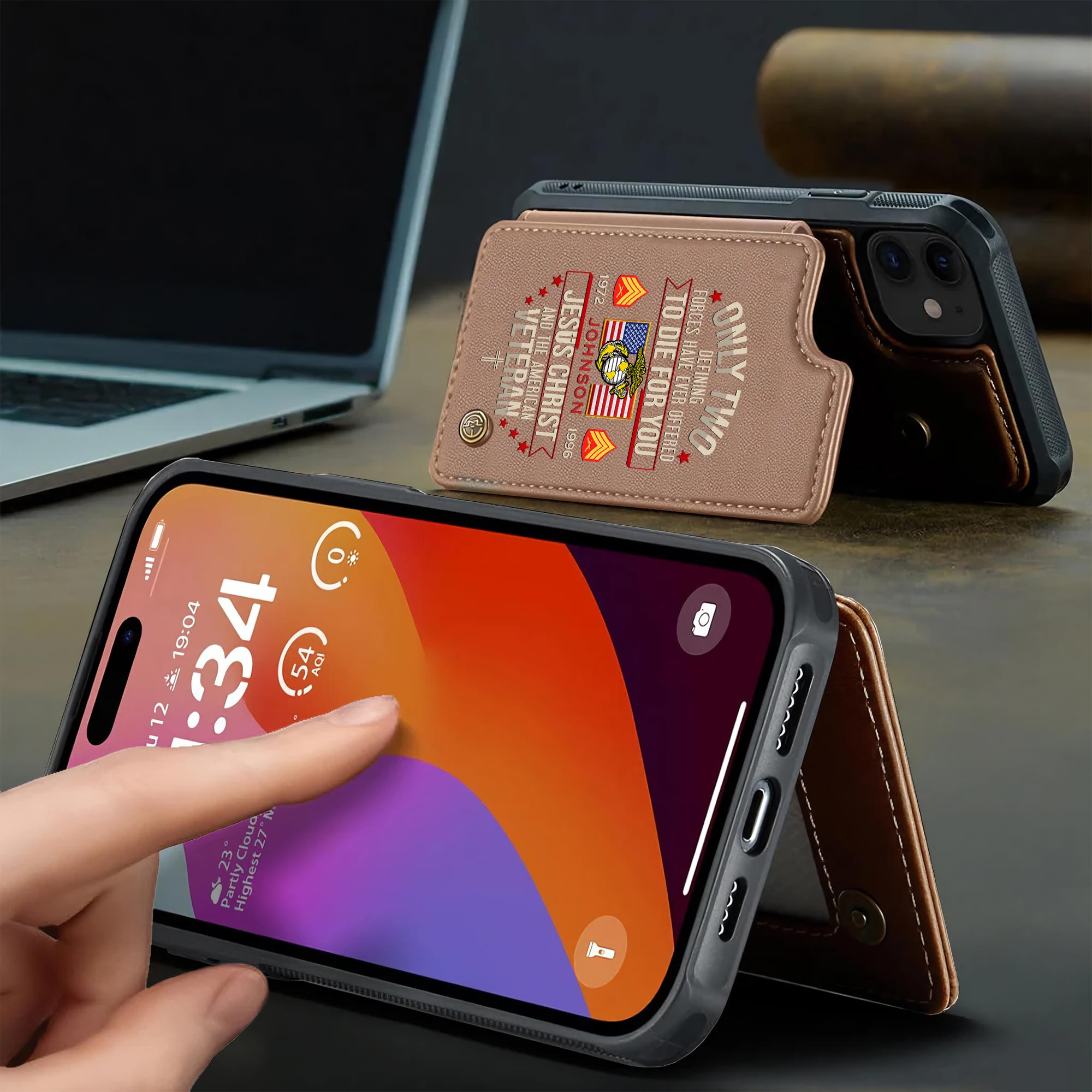 US Marine Corps, Freedom Isn't Free - Leather Flip Phone Case - Image 3