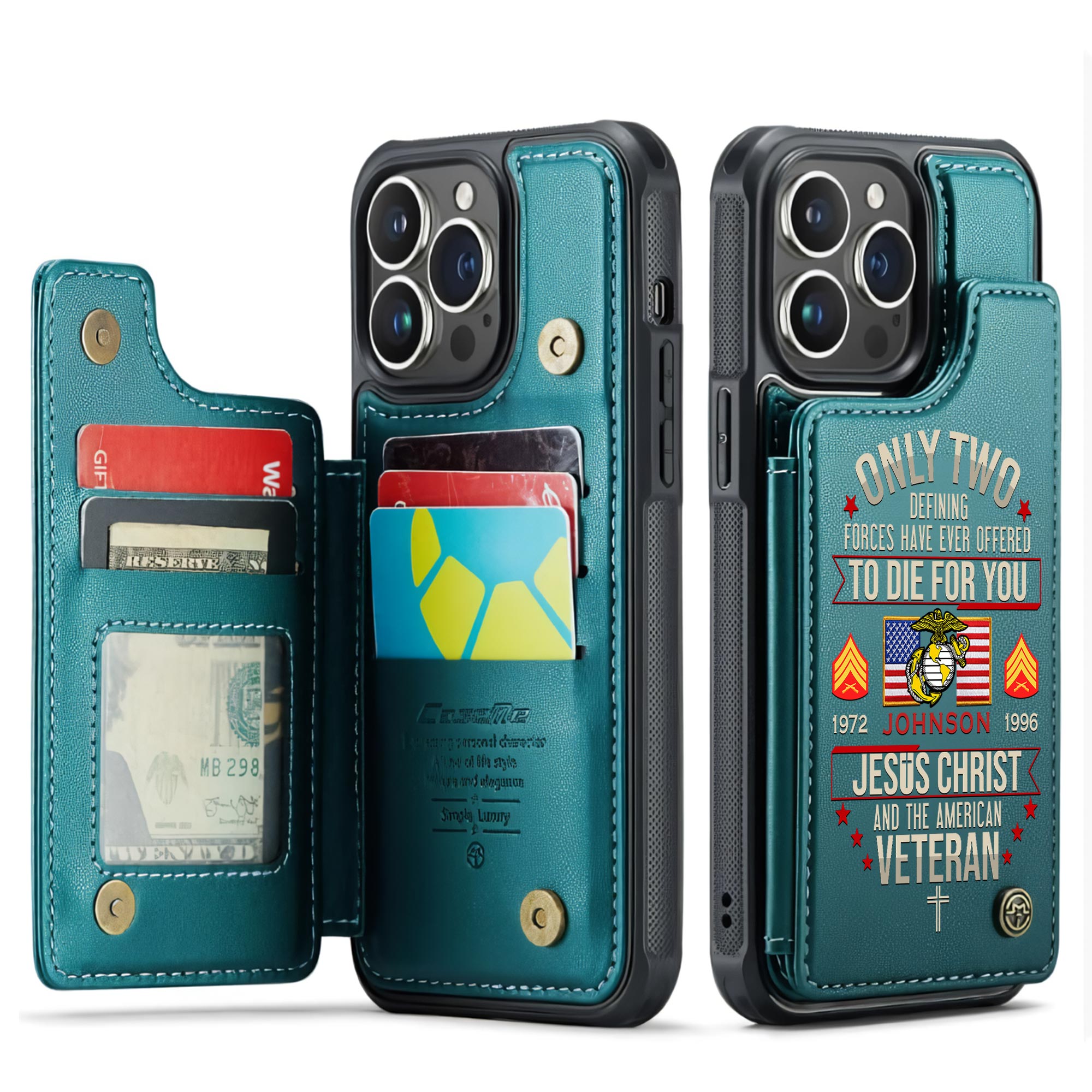 US Marine Corps, Freedom Isn't Free - Leather Flip Phone Case - Image 5