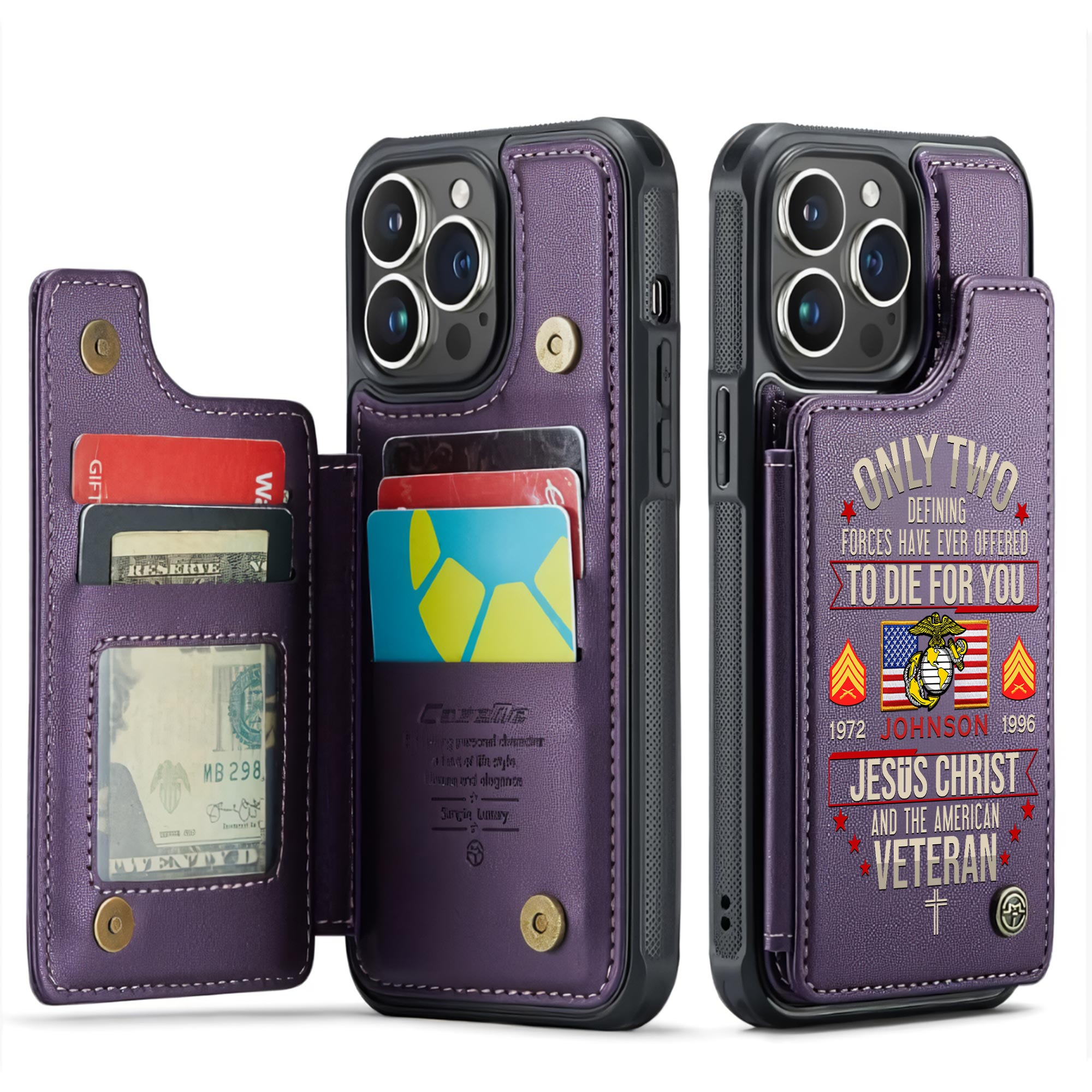 US Marine Corps, Freedom Isn't Free - Leather Flip Phone Case - Image 6