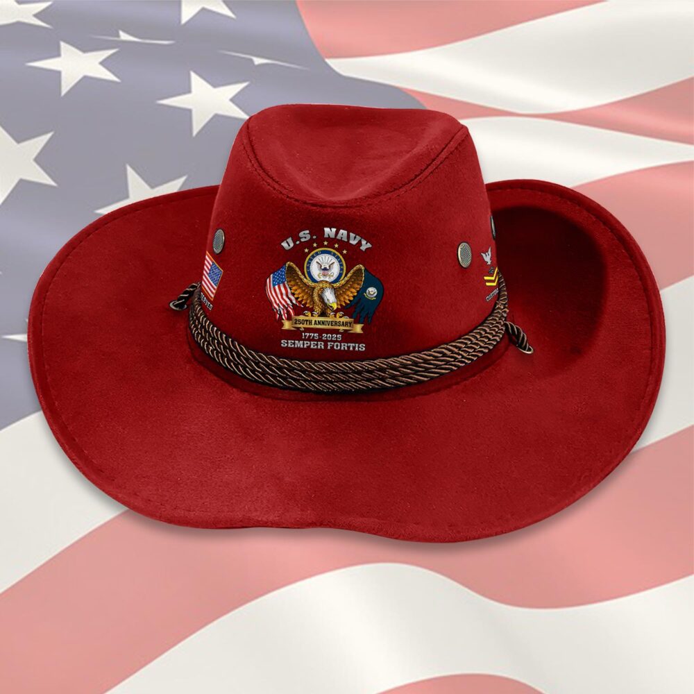 US Navy, Proud Veteran - Cowboy Hat - Image 7