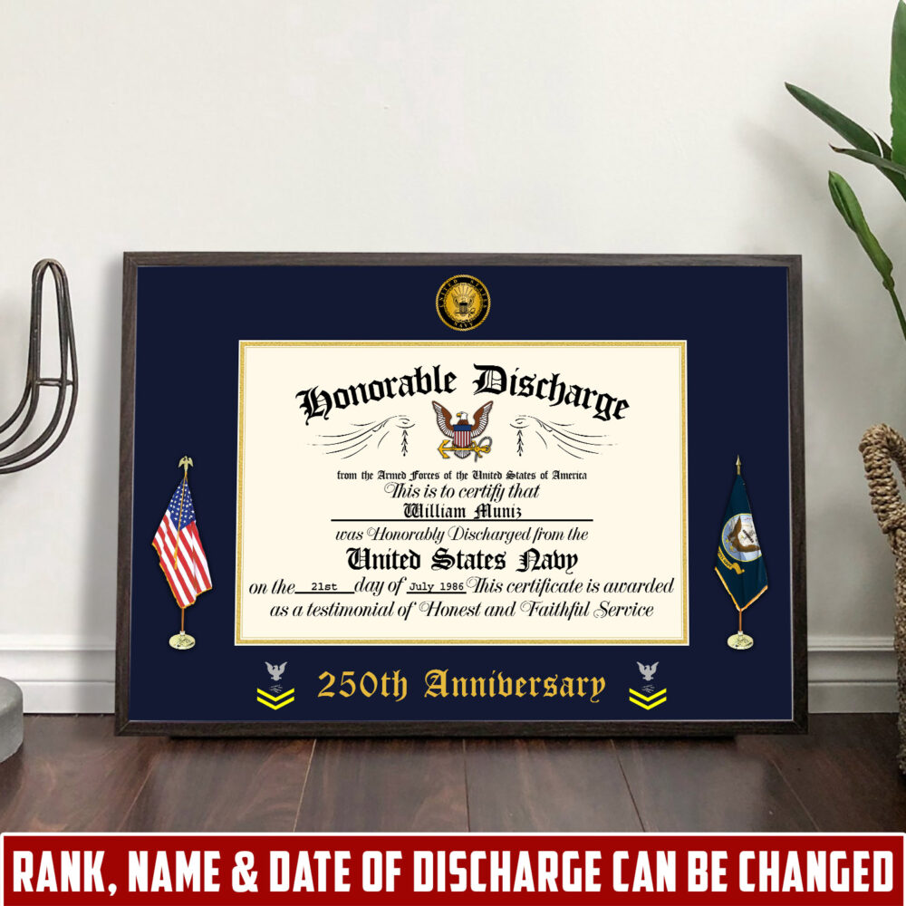 US Navy, By Sea, Air and Land - Poster With Frame 16x12in (Recommended)