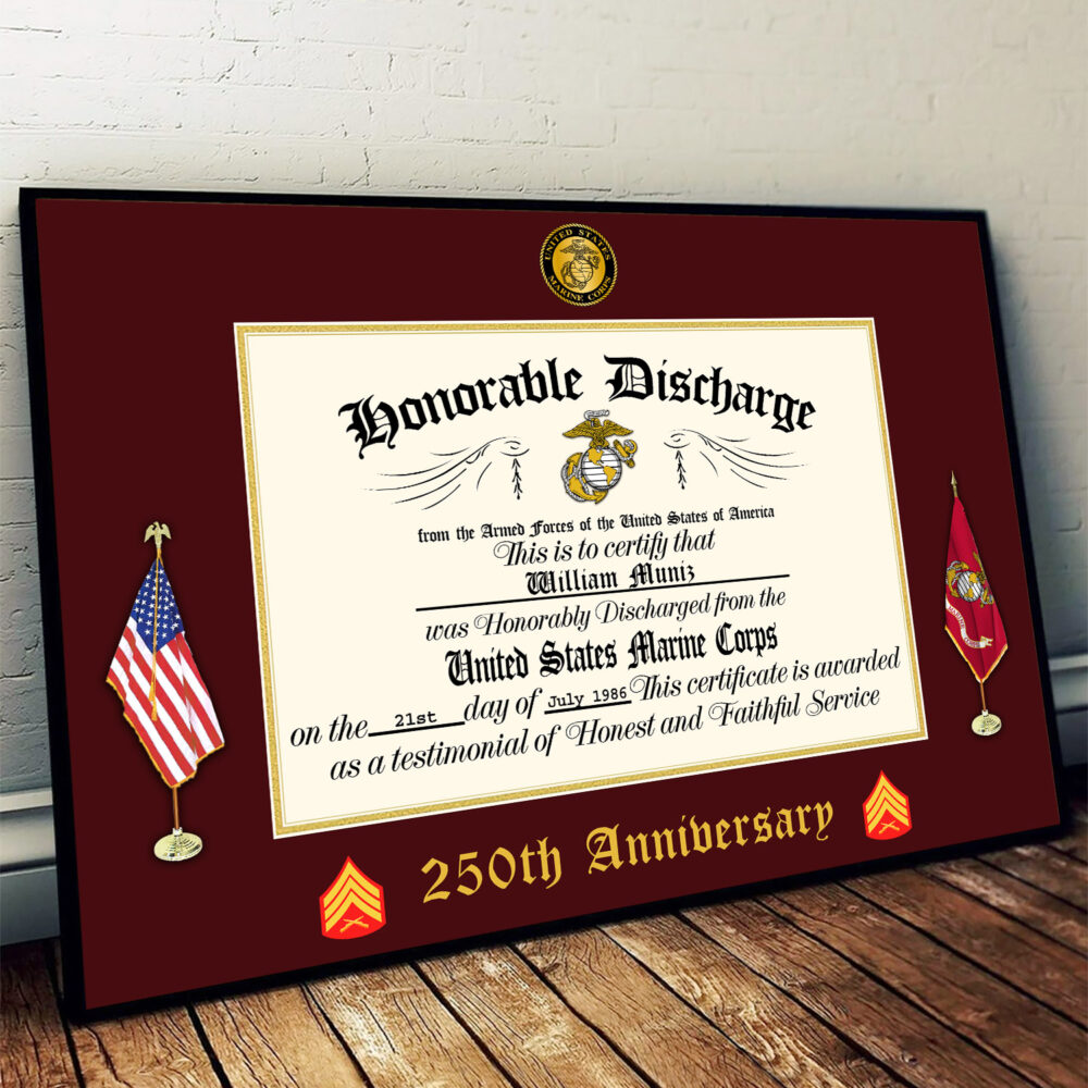 US Marine Corps, Honor, Duty, Service - Poster With Frame 10x8in (Recommended) - Image 2