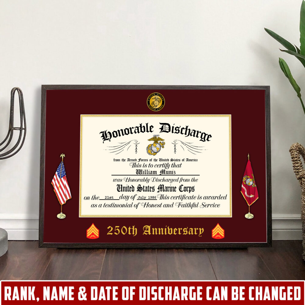 US Marine Corps, Honor, Duty, Service - Poster With Frame 10x8in (Recommended)