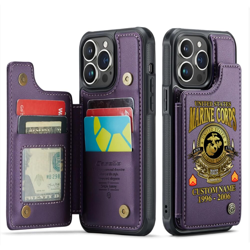US Marine Corps, E 9 Marines Master Gunnery Sergeant - Leather Flip Phone Case - Image 6