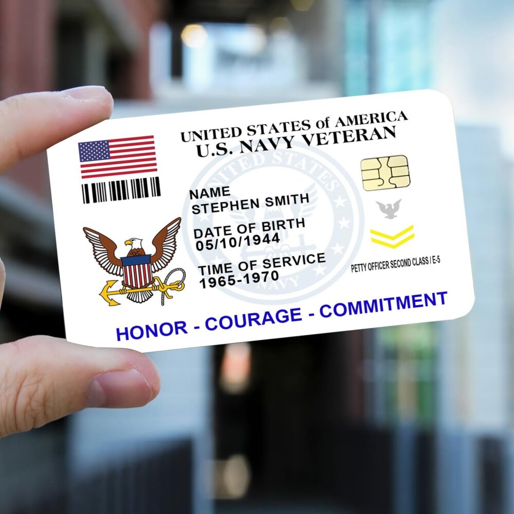 US Navy, Duty, Honor, Country - Printed Metal Card - Image 2