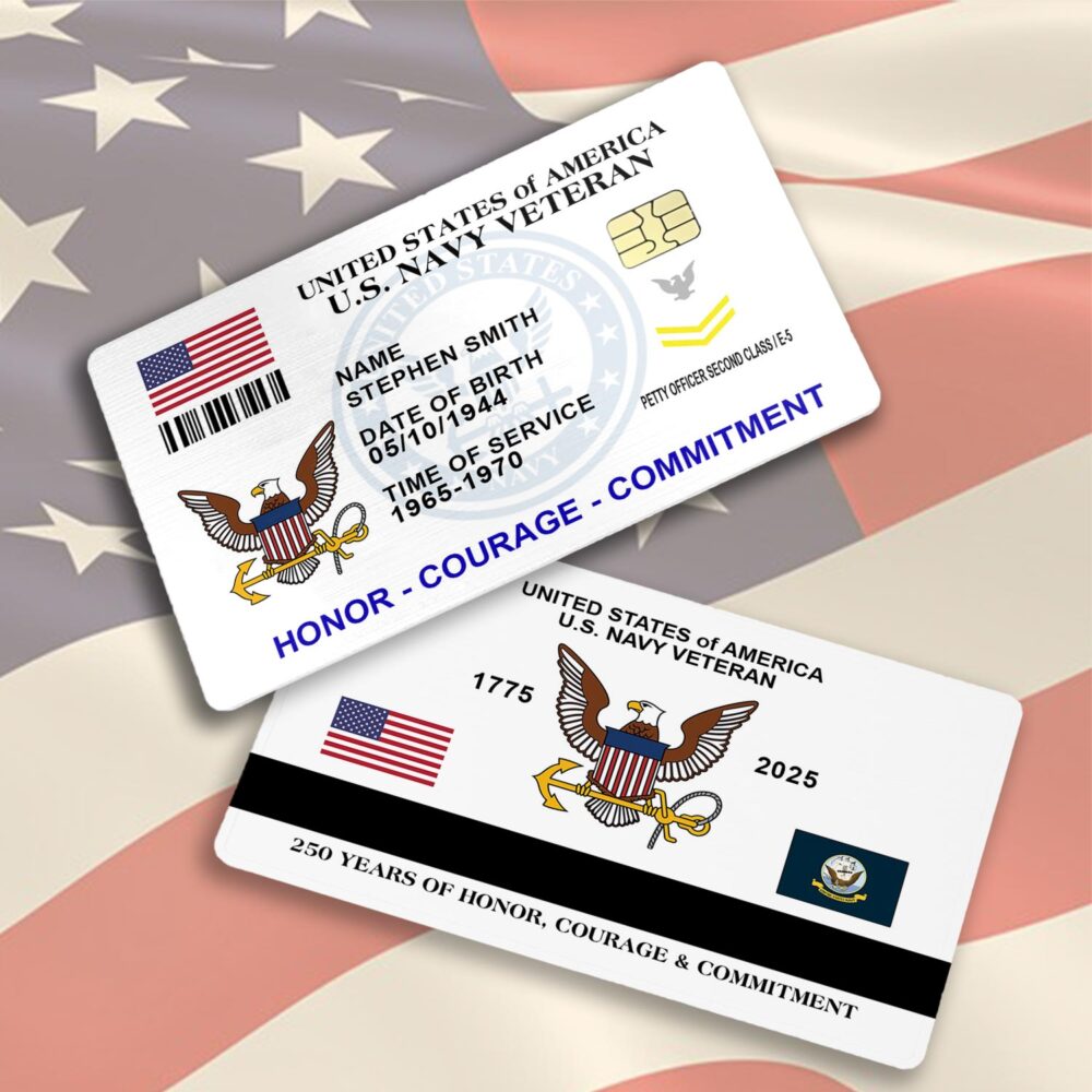US Navy, Duty, Honor, Country - Printed Metal Card - Image 3