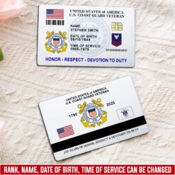 US Coast Guard, American By Birth, Veteran By Choice - Printed Metal Card