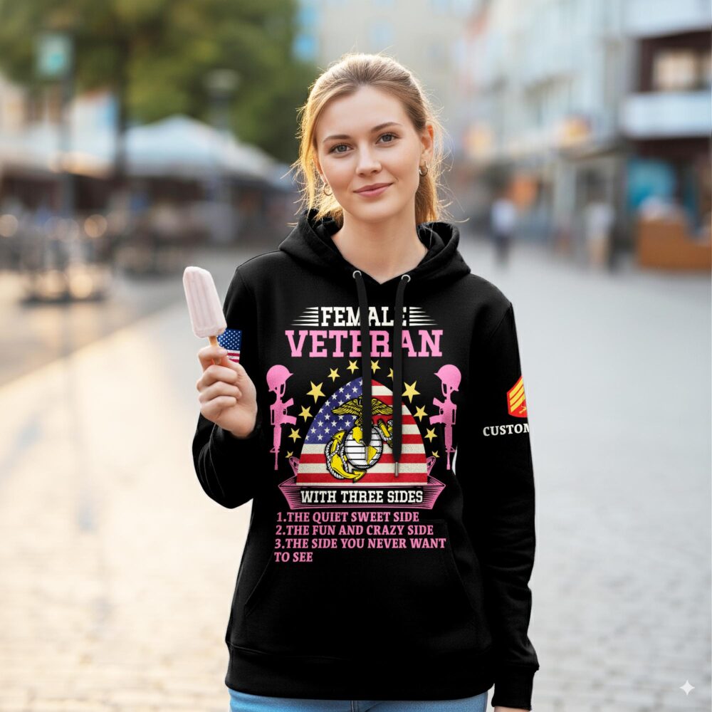 US Marine Corps, E 6 Marines Staff Sergeant - Women Hoodie - Image 2