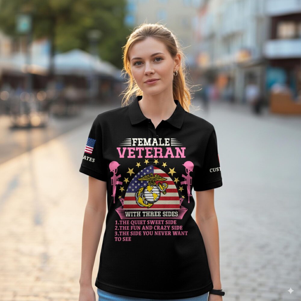 US Marine Corps, Thank a Veteran - Women Polo Shirt - Image 2