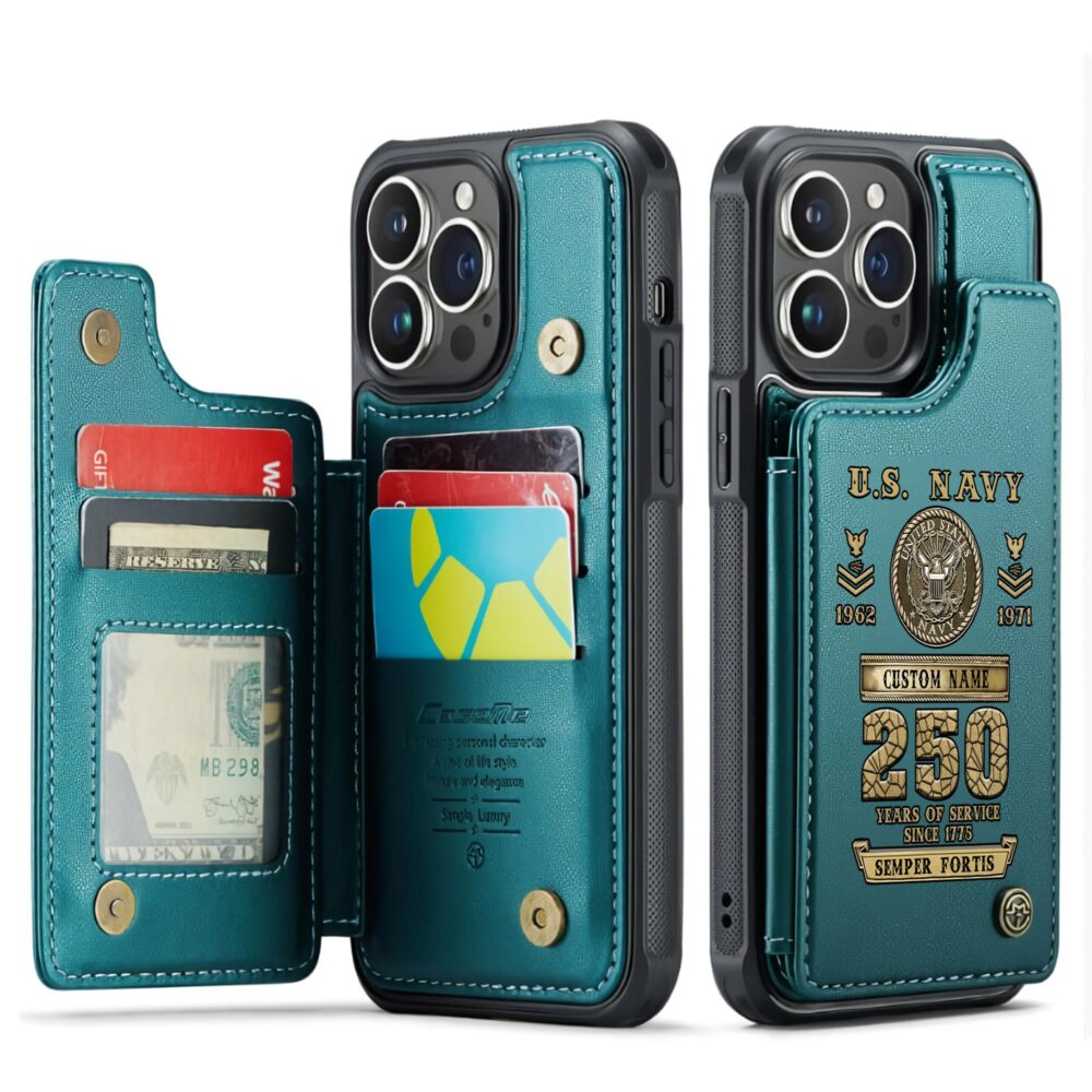 US Navy, E 3 White - Leather Flip Phone Case - Image 5
