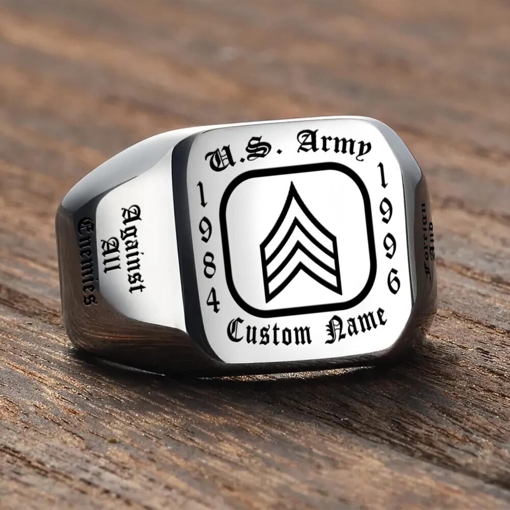US Army, E 7 Army Sergeant First Class - Engraved Men's Ring - Image 3