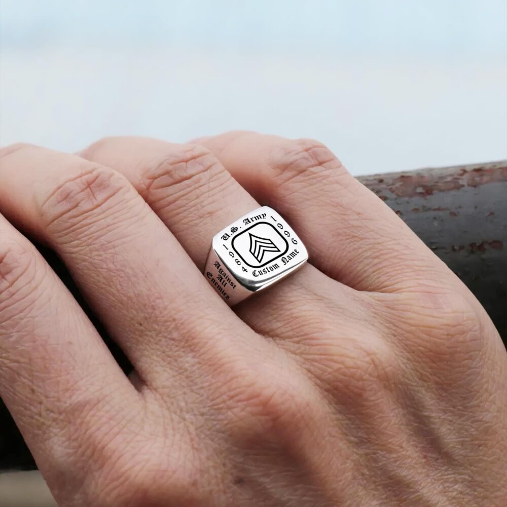 US Army, E 7 Army Sergeant First Class - Engraved Men's Ring - Image 6
