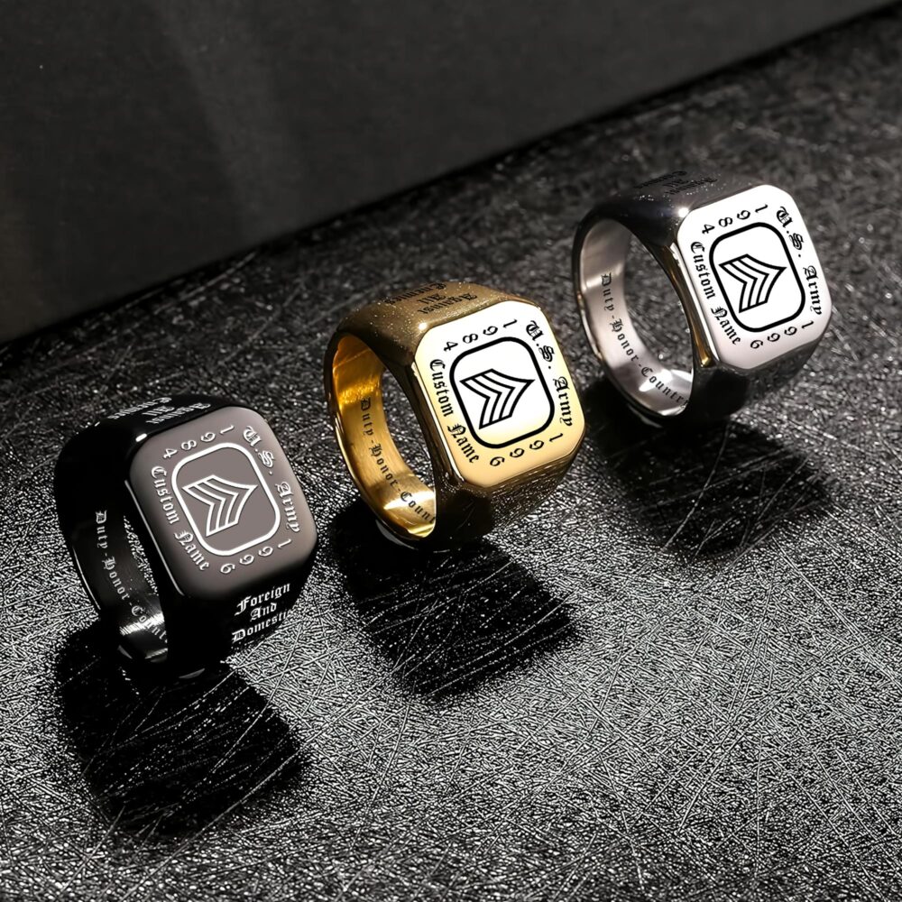 US Army, E 7 Army Sergeant First Class - Engraved Men's Ring - Image 7