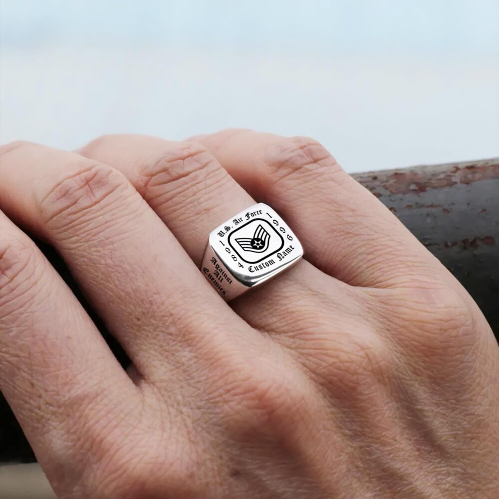 US Air Force , E 3 Air Force Airman First Class - Engraved Men's Ring - Image 6