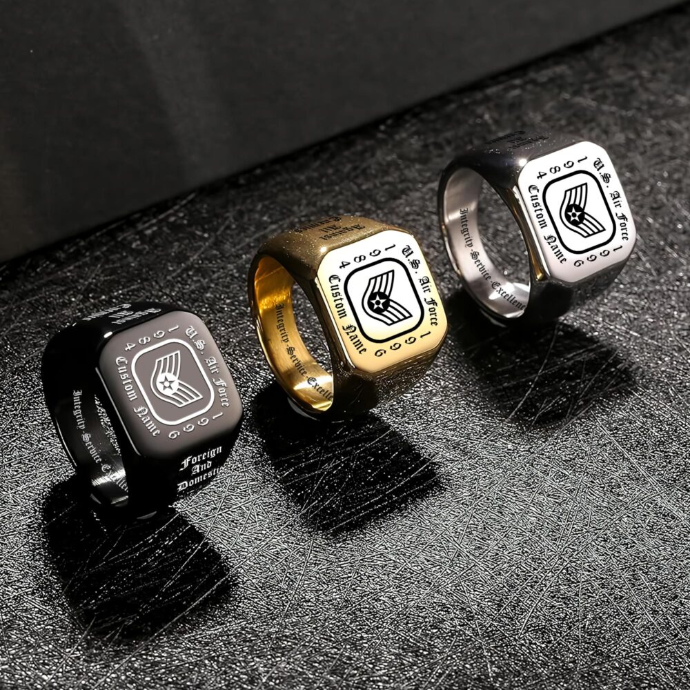 US Air Force , E 3 Air Force Airman First Class - Engraved Men's Ring - Image 7