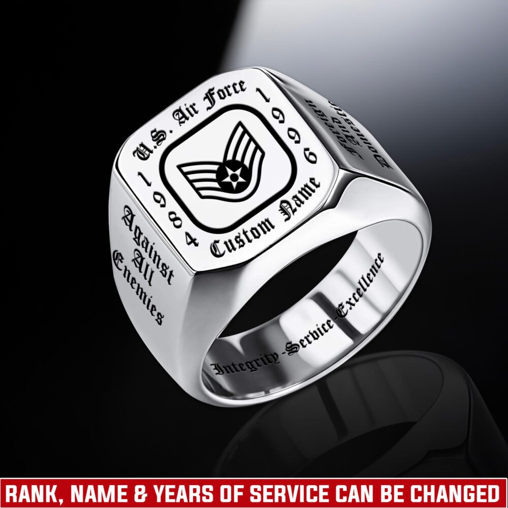 US Air Force , E 3 Air Force Airman First Class - Engraved Men's Ring